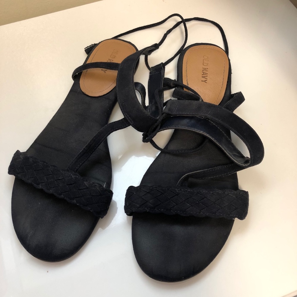 Navy blue tie strap sandal